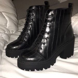 Black combat boots